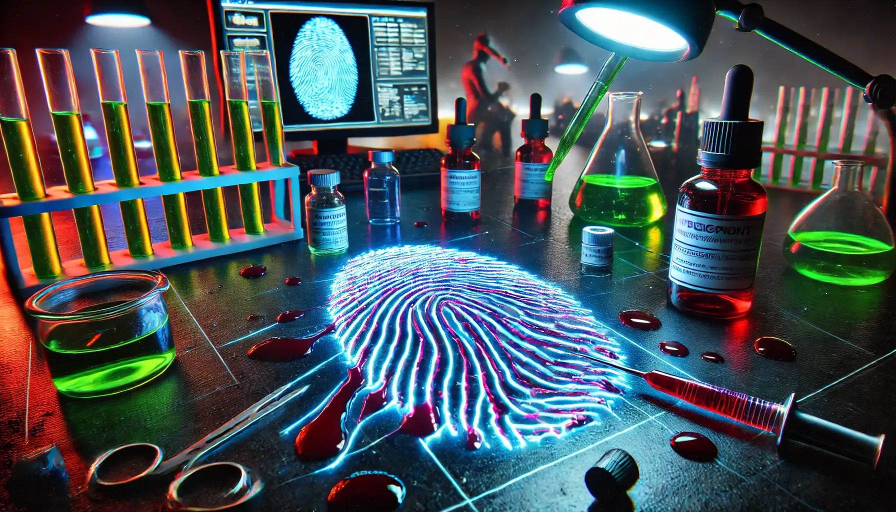 a glowing high contrast fingerprint illuminated by fluorescent light a glowing high contrast fingerprint illuminated by fluorescent light Simplyforensic