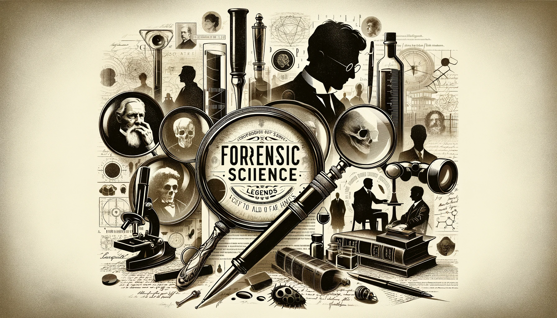 Dall·e 2024 03 25 22.40.16 An Inspiring, Homage Paying Design For The Category Forensic Science Legends Suitable For A Website, In Landscape Format. This Image Should Subtly B