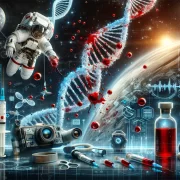 Bloodstain Pattern Analysis in Microgravity A New Frontier in Forensic Science A professional landscape image depicting bloodstain pattern analysis in a microgravity environment Simplyforensic