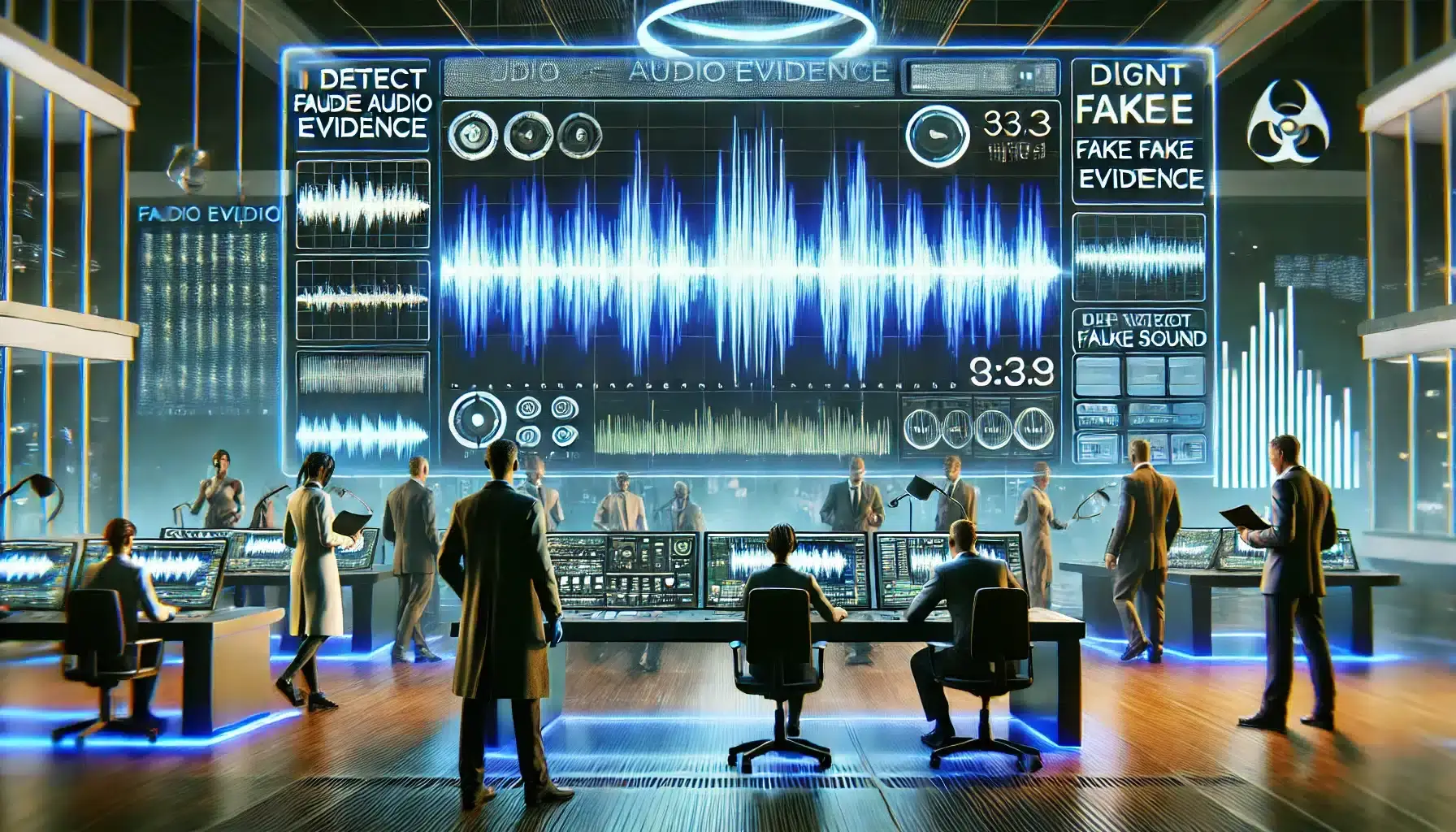 Dalle 2024 08 31 142949 A Futuristic Forensic Lab Scene With A Focus On Audio Analysis A Large Screen Displays A Digital Waveform With Highlighted Sections Showcasing Signs Dalle 2024 08 31 142949 A Futuristic Forensic Lab Scene With A Focus On Audio Analysis A Large Screen Displays A Digital Waveform With Highlighted Sections Showcasing Signs Simplyforensic