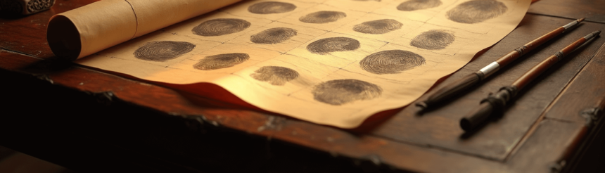 fingerprint documentation 1 fingerprint impressions alongside a Tang Dynasty document bearing inked fingerprint marks Simplyforensic