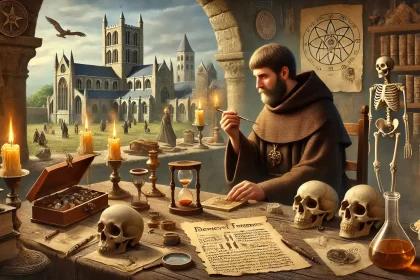 medieval forensic investigationjpg A medieval scholar in a candlelit study examines forensic evidence surrounded by skulls alchemical tools and ancient manuscripts representing the early development of forensic science Simplyforensic