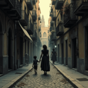 Enrique marti vampira raval barcelona Enriqueta Martí leading a child through Barcelonas shadowy Raval district symbolizing her double life and dark crimes Simplyforensic