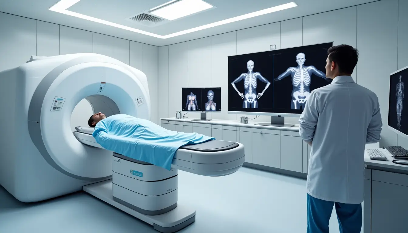 Virtual Autopsy Using CT Imaging Digital Forensic Post Mortem Technology CT scanner and medical team performing digital post mortem analysis in virtual autopsy lab Simplyforensic