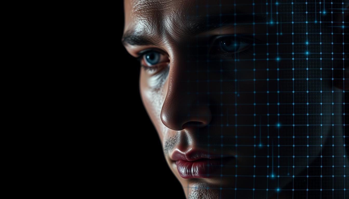 AI in facial recognition AI powered facial recognition scanning a human face Simplyforensic
