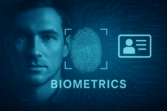 biometrics category simplyforensic 1 Biometrics technology showing facial recognition fingerprint scan and ID authentication with digital circuit overlay Simplyforensic