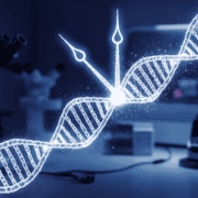Molecular Clock for Postmortem Interval Estimation A glowing RNA strand visually forming a clocks hands with a blurry forensic lab in the background representing a molecular clock used to estimate the time since death Simplyforensic