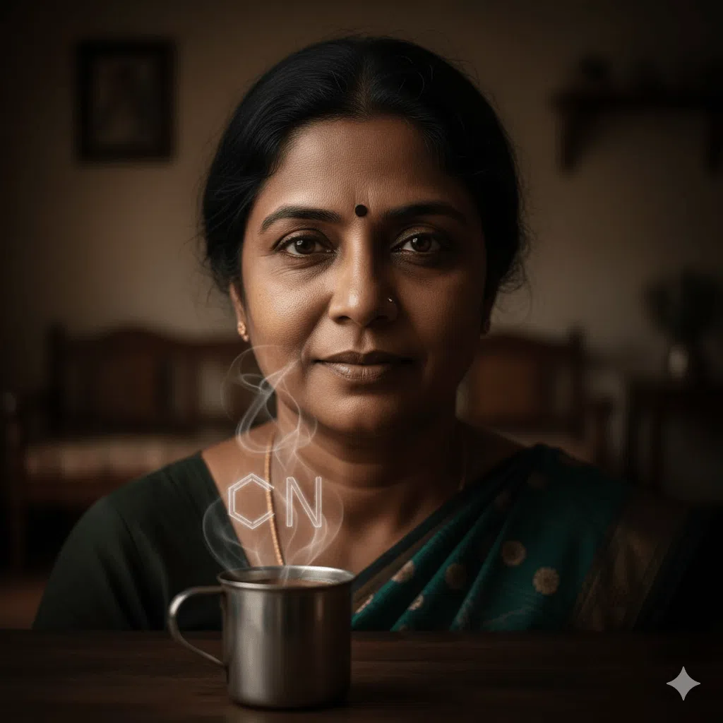 Stylized Kerala night scene representing Koodathayi