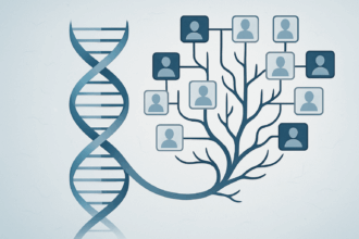 Investigative Genetic Genealogy IGG Process A conceptual illustration of Investigative Genetic Genealogy IGG showing a DNA strand branching into a family tree representing the forensic process Simplyforensic