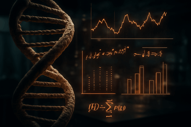 The Likelihood Ratio in Forensic Statistics and DNA Evidence A detailed illustration of the Likelihood Ratio concept showing a DNA strand intertwined with statistical data charts symbolizing the evaluation of forensic DNA evidence Simplyforensic