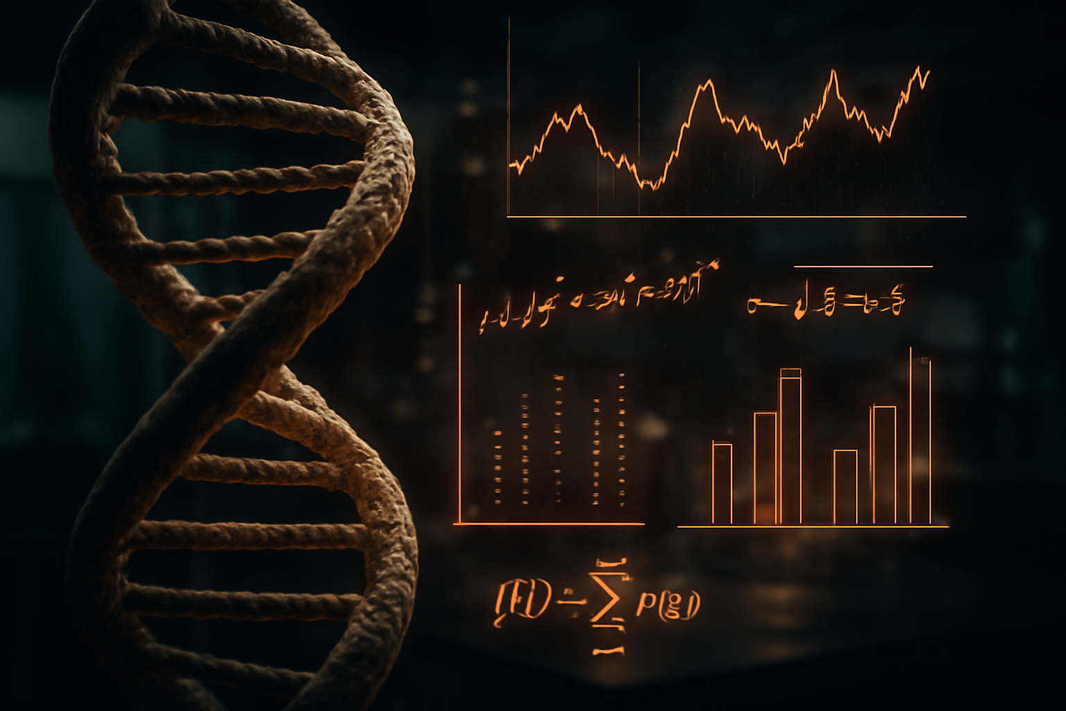 The Likelihood Ratio in Forensic Statistics and DNA Evidence A detailed illustration of the Likelihood Ratio concept showing a DNA strand intertwined with statistical data charts symbolizing the evaluation of forensic DNA evidence Simplyforensic