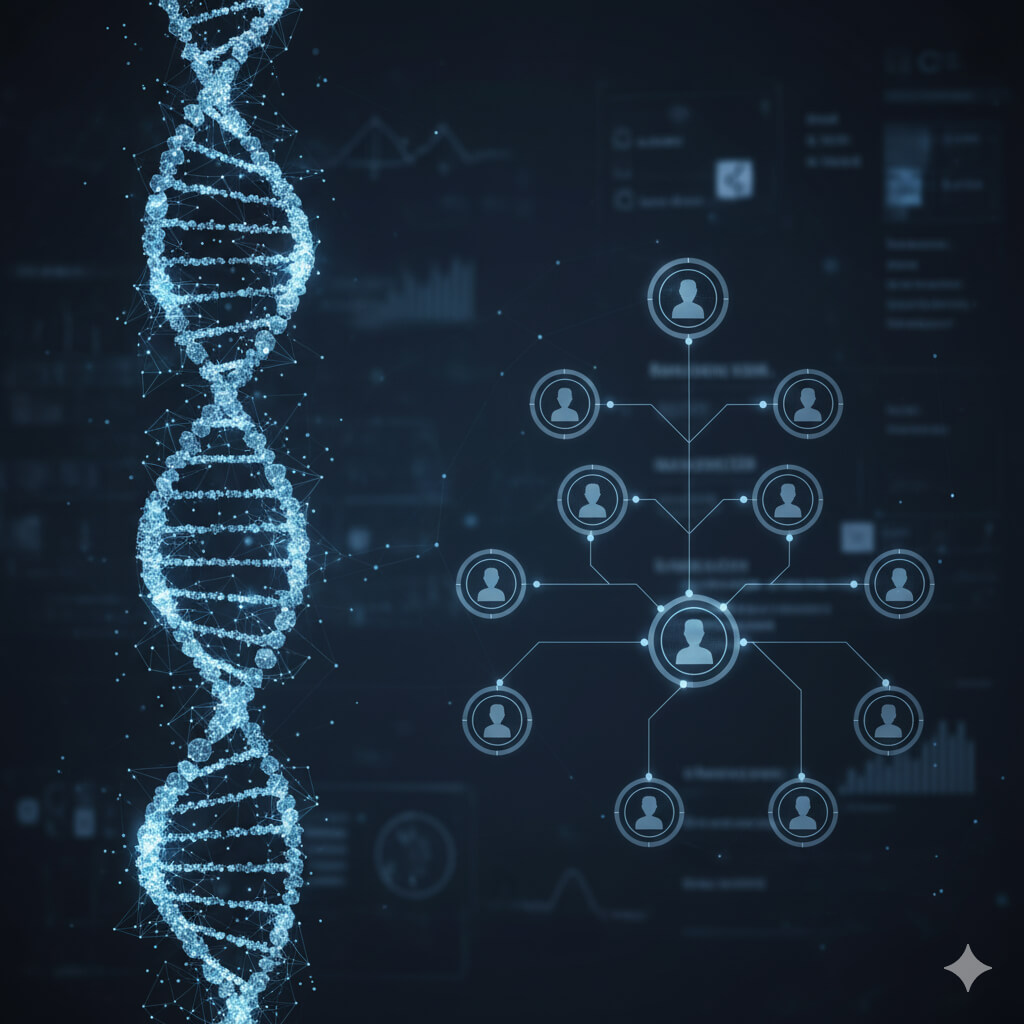 Investigative Genetic Genealogy IGG Process A conceptual illustration of Investigative Genetic Genealogy IGG showing a DNA strand branching into a family tree representing the forensic process Simplyforensic