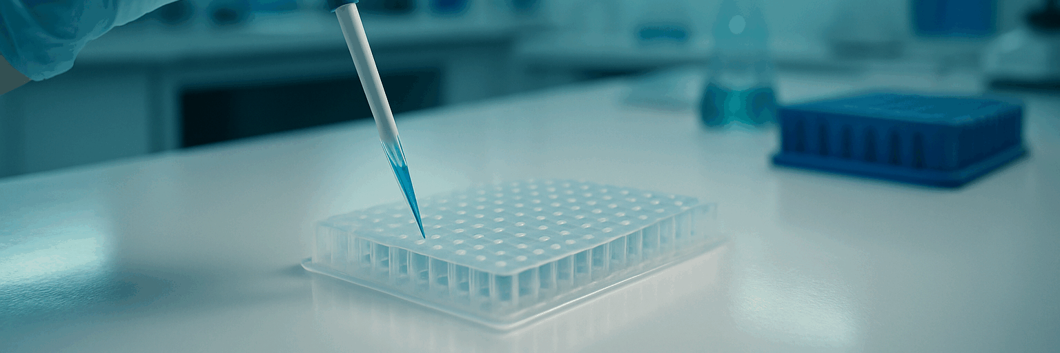 Forensic DNA Analyst Pipetting in Sterile Lab Forensic DNA analyst performing PCR setup in a sterile environment to ensure forensic DNA contamination control Simplyforensic