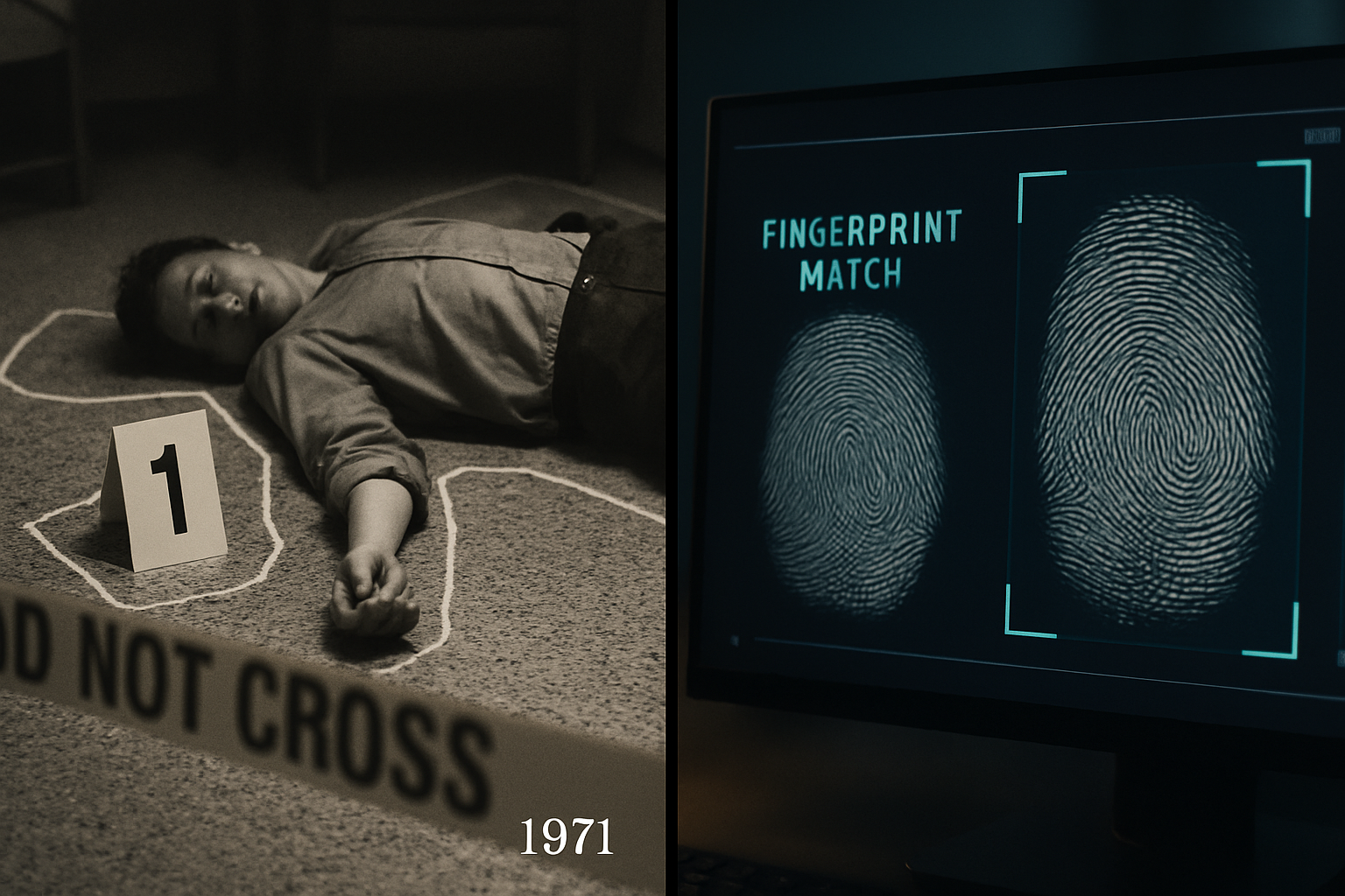 An image symbolizing the identification of Maureen L Minor Rowan after 54 years using latent print analysis