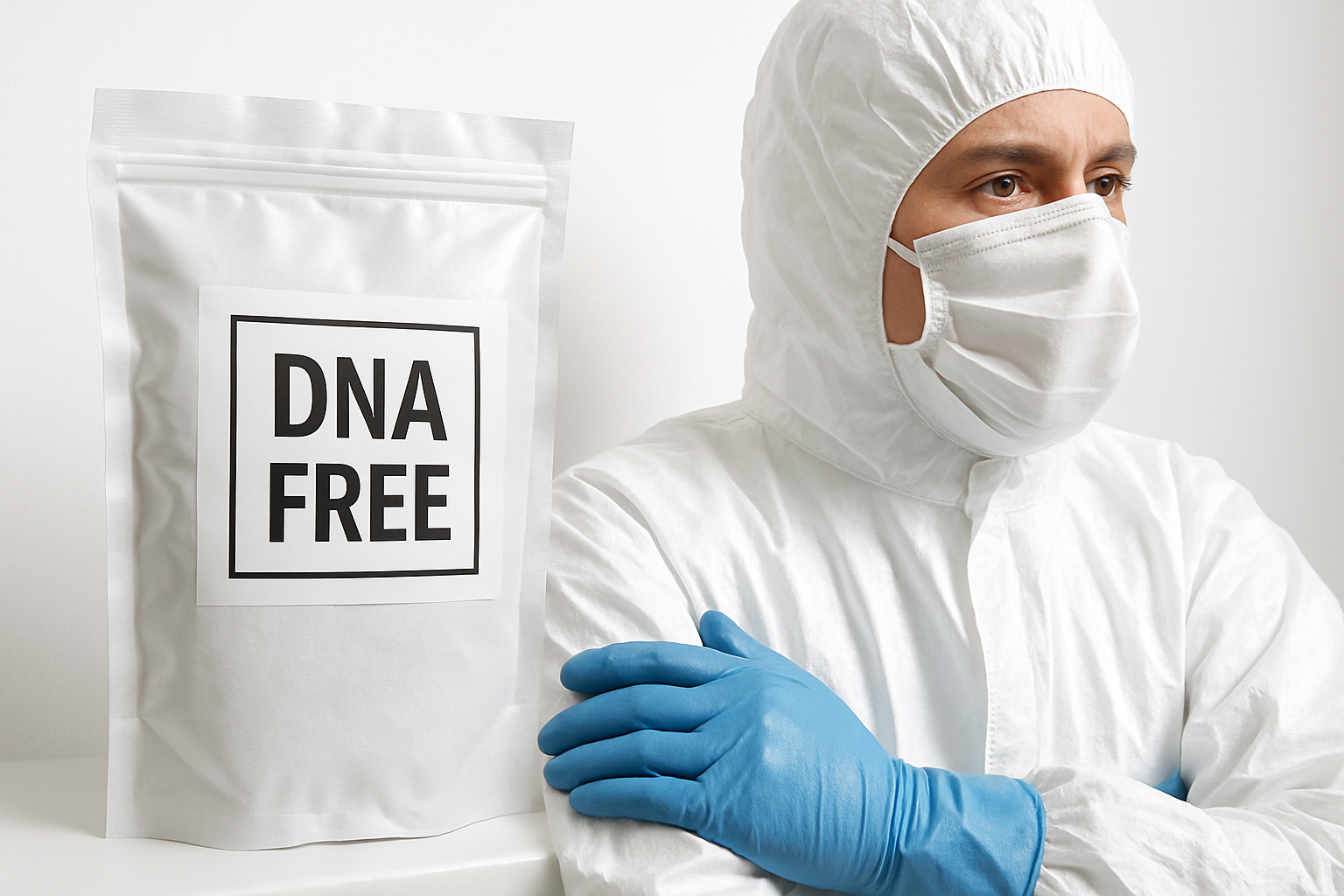 Close up photorealistic image of a DNA Free consumables p Forensic Personal Protective Equipment PPE including Tyvek suits and DNA free consumables used for contamination control Simplyforensic